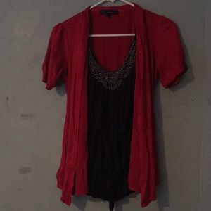 Heart Soul Medium Sparkly Red Black Tank Cardigan
